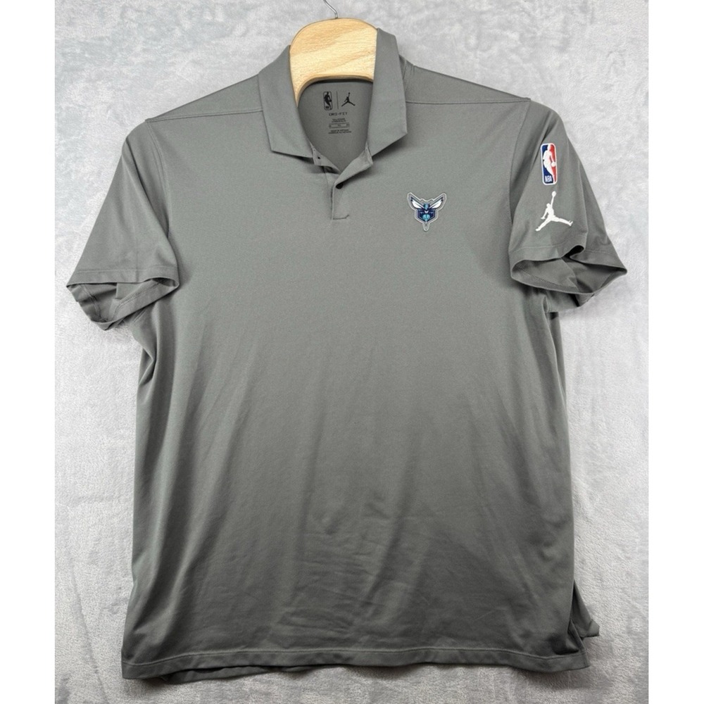 Nike Jordan Charlotte Hornets Performance Gray Polo Shirt Team Issued XLT Tall